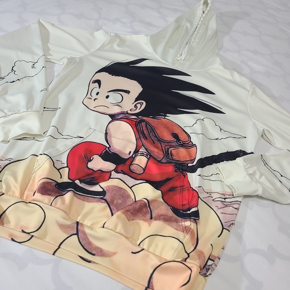 Anime: Dragon Ball‎ Z White Hoodie Goku Unisex Nimbus Long Sleeve Large - Picture 4 of 12